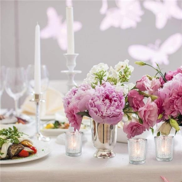 Silver Votive Candle Holders, Mercury Glass Tealight Candle Holder Set of 12 - Picture 3 of 7